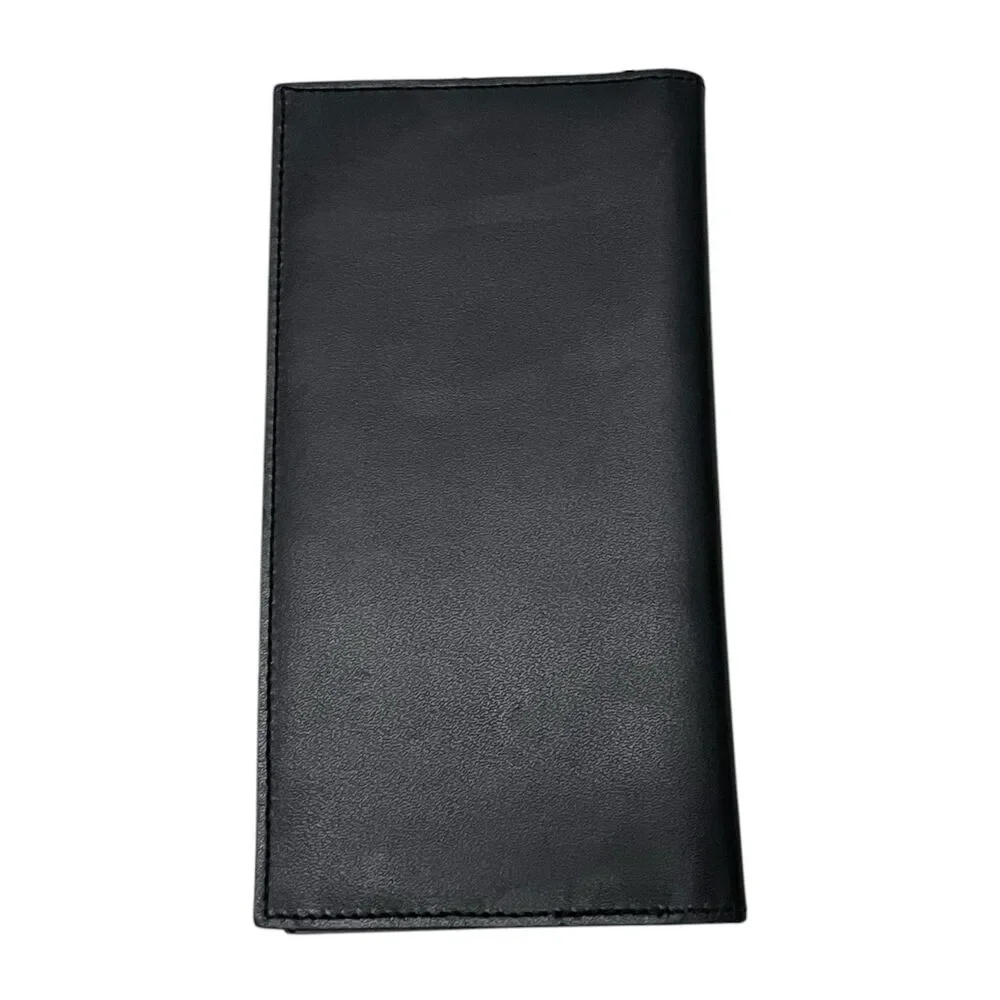 Tex Tan Vintage 80s Black Leather Rodeo Wallet Turquoise Concho Western Cowboy